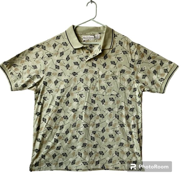 Michael Austin Golf Shirt Mens Size XL Vintage New All Over Print Clubs Ball NWT - Picture 1 of 13